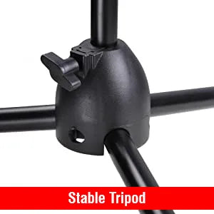 360 Degree Rotating + Dual Mic - MS DBL 5 Core Tripod Mic Stand Floor Boom Arm Holder Microphone Stands