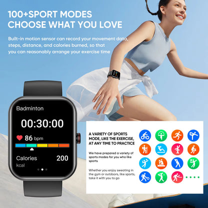 A221 Big Screen Men Smart Watch BT Call AI Voice Sport Watch Fitness Tracker Waterproof Women Smartwatch Men