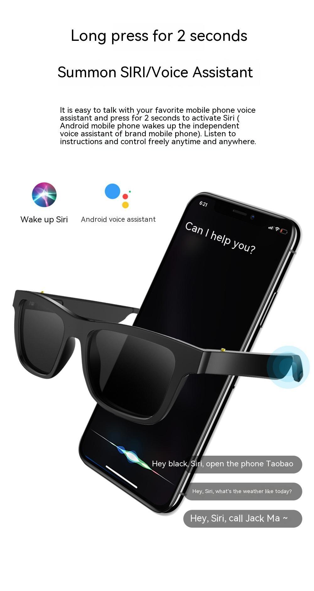 Smart Glasses Black Technology Headset Bluetooth Sunglasses