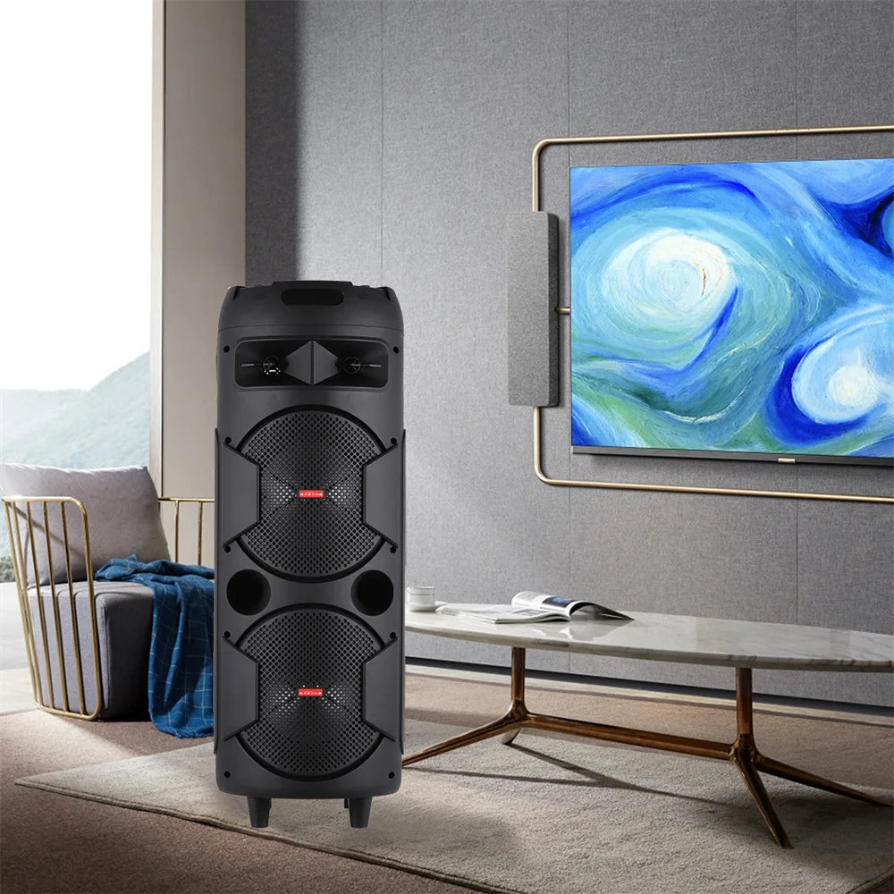 5000W Portable Bluetooth Speaker Subwoofer Heavy Bass Sound System Party with Microphone and Remote Dual 8"RGB Light