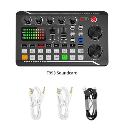 F998 BM800 Sound Card Set Professional Audio Condenser Mic Studio Microphone for Karaoke Podcast Recording Live Streaming