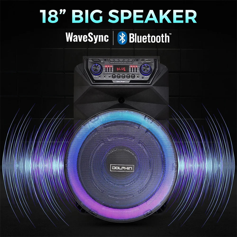 4500W Portable Bluetooth Party Speaker 18" Subwoofer Heavy Bass Sound System Dj Karaoke Led Light Loud  Rechargeable Speaker