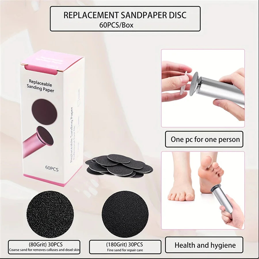 Electric Foot Callus Remover Electric Pedicure Machine Adjustable Speed with 60 Pieces Replacement Sandpaper Foot Pedicure