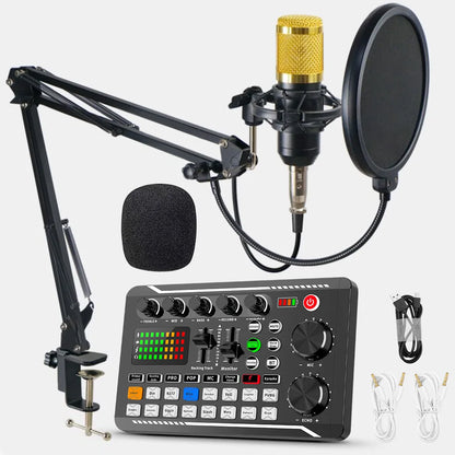 F998 BM800 Sound Card Set Professional Audio Condenser Mic Studio Microphone for Karaoke Podcast Recording Live Streaming