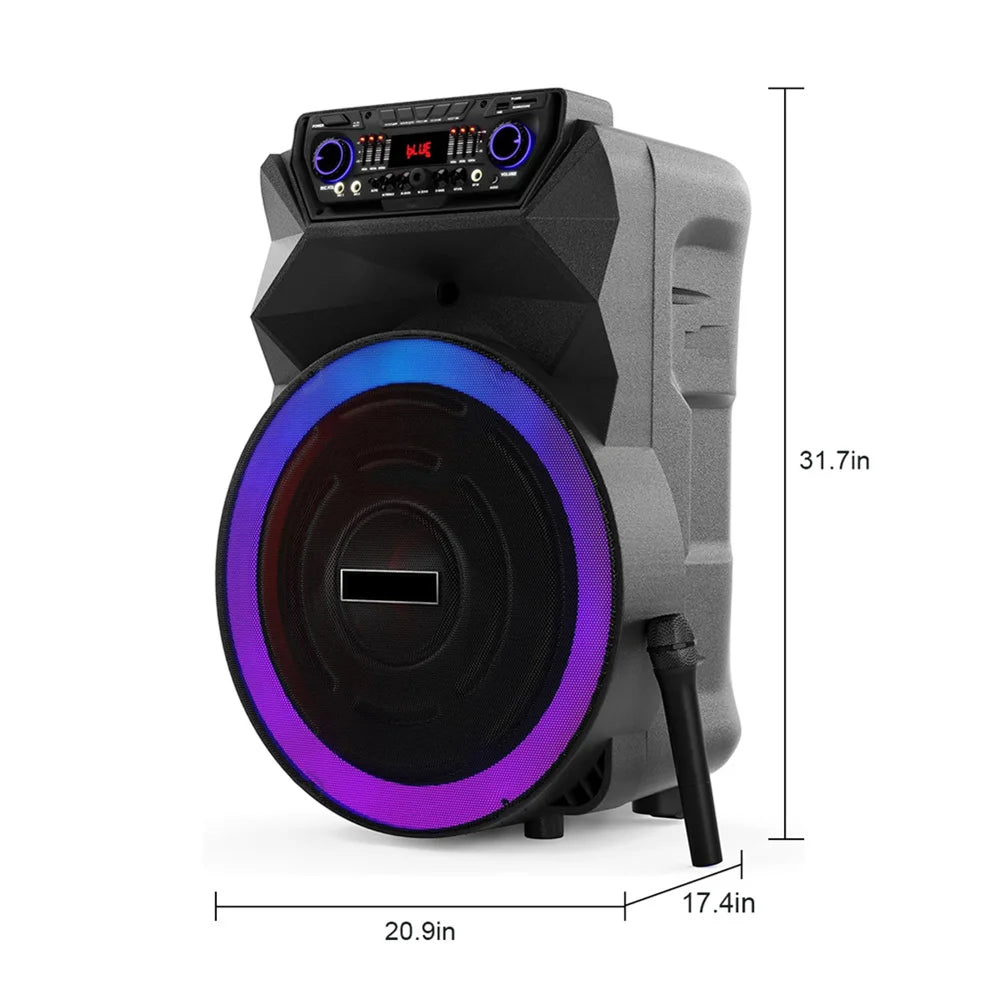 4500W Portable Bluetooth Party Speaker 18" Subwoofer Heavy Bass Sound System Dj Karaoke Led Light Loud  Rechargeable Speaker