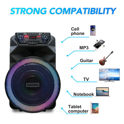 4500W Portable Bluetooth Party Speaker 18" Subwoofer Heavy Bass Sound System Dj Karaoke Led Light Loud  Rechargeable Speaker