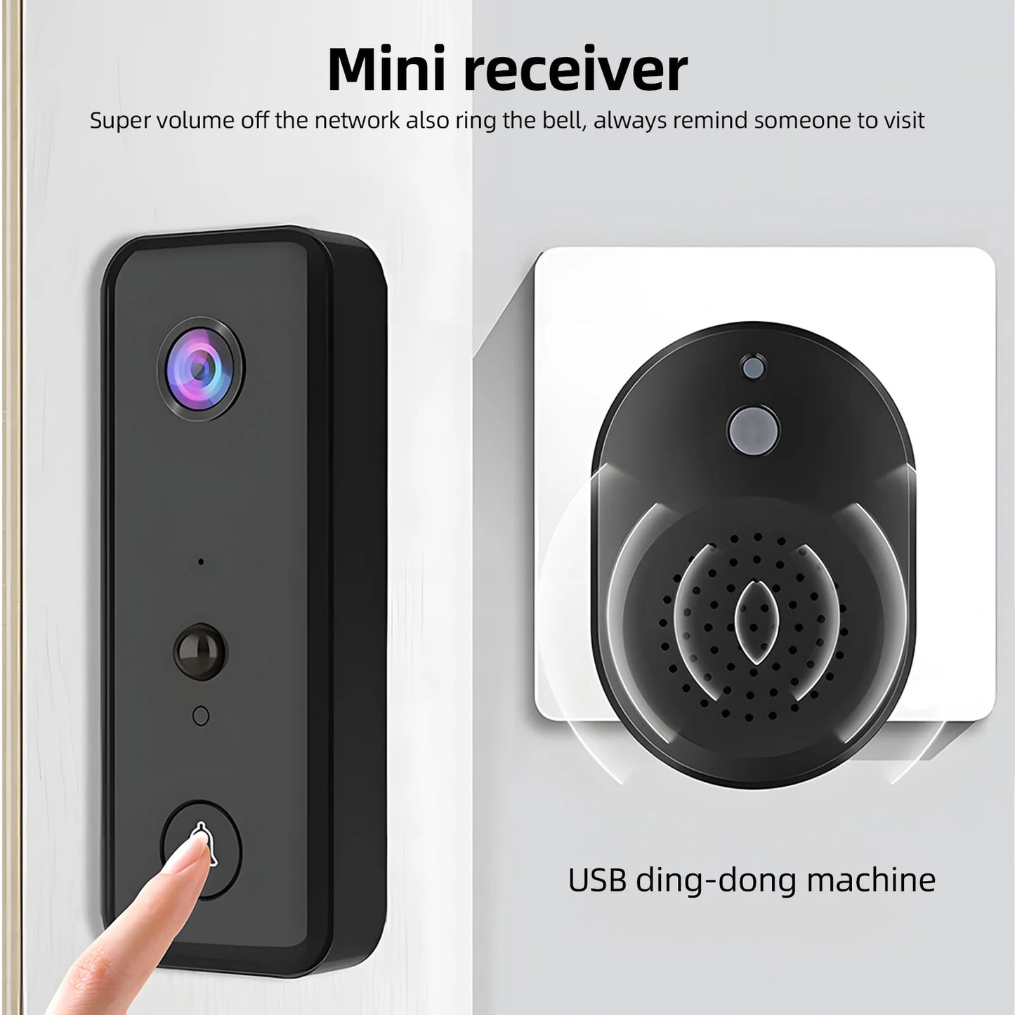 Video Doorbell Camera Wireless with Chime Ringer Battery Powered Smart AI PIR Human Detection IP65 Waterproof 2.4G WiFi 2-Way Au