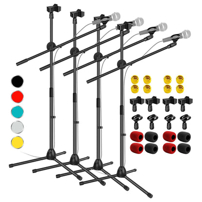 360 Degree Rotating + Dual Mic - MS DBL 5 Core Tripod Mic Stand Floor Boom Arm Holder Microphone Stands