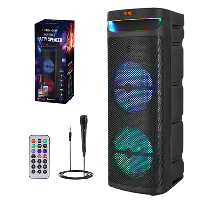 3000W Dual 10" Portable Bluetooth Party Speaker Subwoofer Heavy Bass Sound System DJ karaoke Speaker Led Light  with Microphone