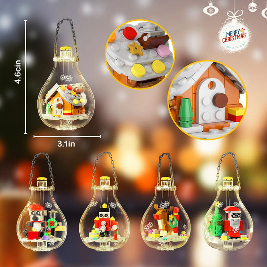 Christmas Light Bulb Building Blocks Set Includs 5 Peices Indoor Decorations Stuffer Stockings Brick Toy Sets Chrismas Gift