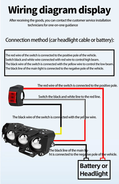 2pcs Motorcycle LED Spotlight Work Light Dual Color Hi/Low Beam Mini Driving Foglamp For Car Trucks SUV UTV Spotlight 12V 24V