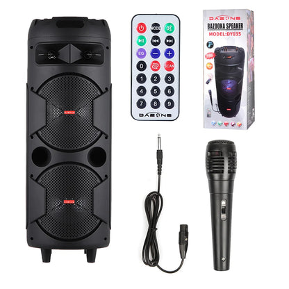 5000W Portable Bluetooth Speaker Subwoofer Heavy Bass Sound System Party with Microphone and Remote Dual 8"RGB Light