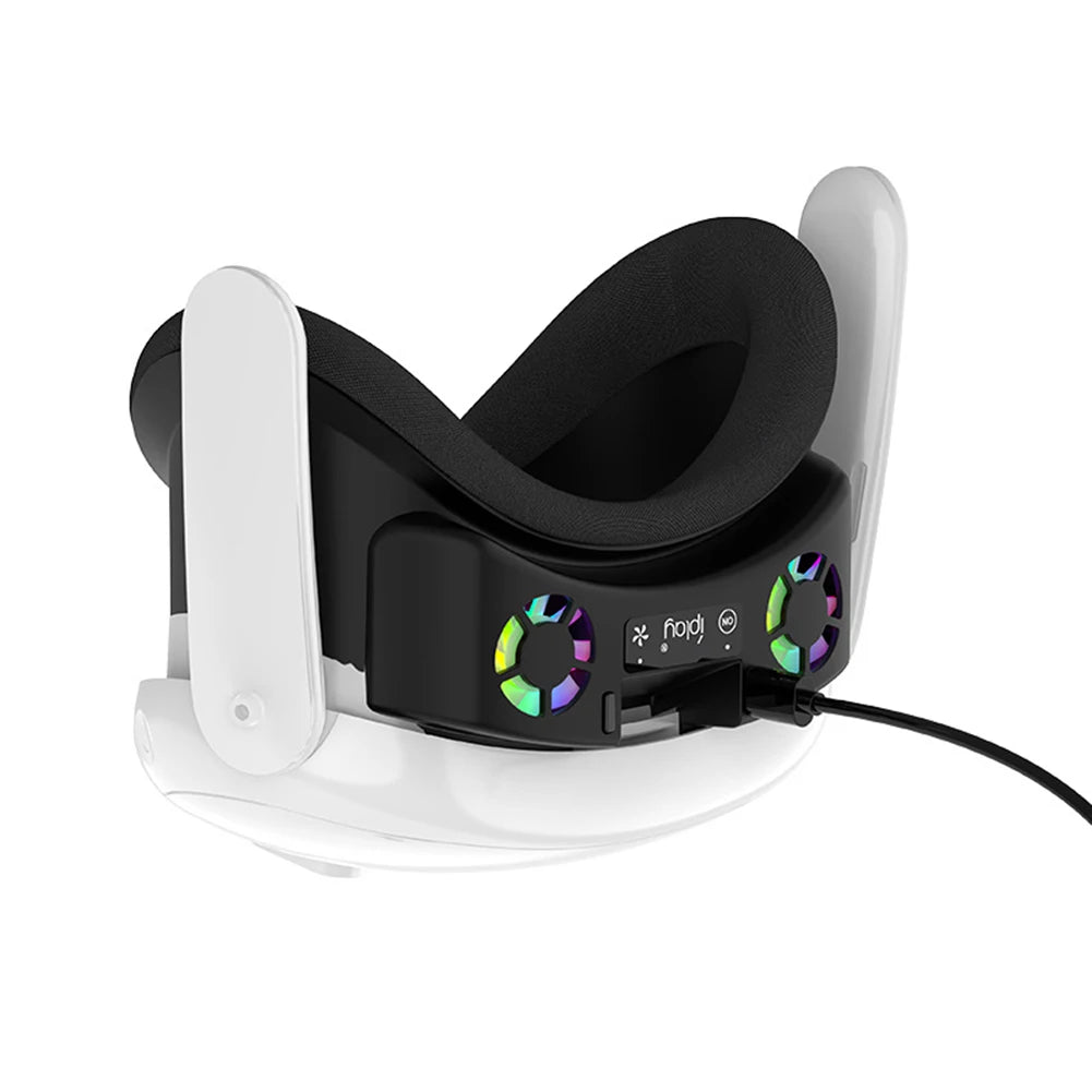 VR Cooling Fan For Meta Quest 3 Rechargeable VR Headset Air Circulation with Breathable Facial Interface Face Cover RGB Light