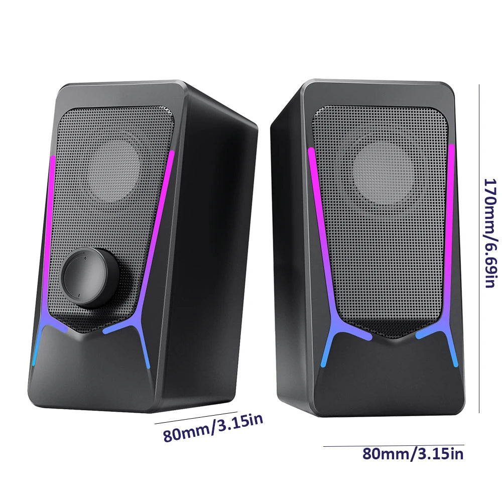 Powerful Bass USB Notebook Stereo Speakers RGB Light Wired Portable Full Frequency Desktop PC Laptop Subwoofer