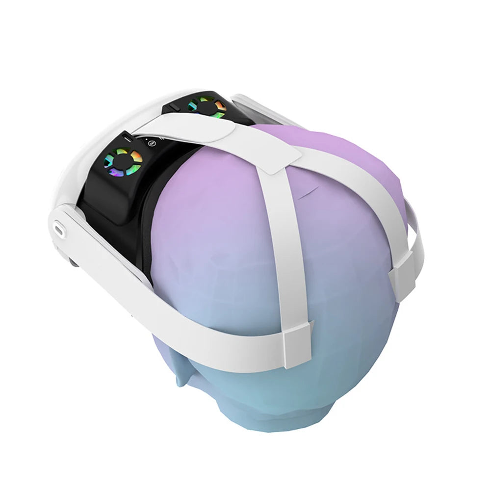 VR Cooling Fan Face Cover Facial Interface Radiator with RGB Light Cool Mask with Anti-Leakage Nose Pad for Meta Quest 3