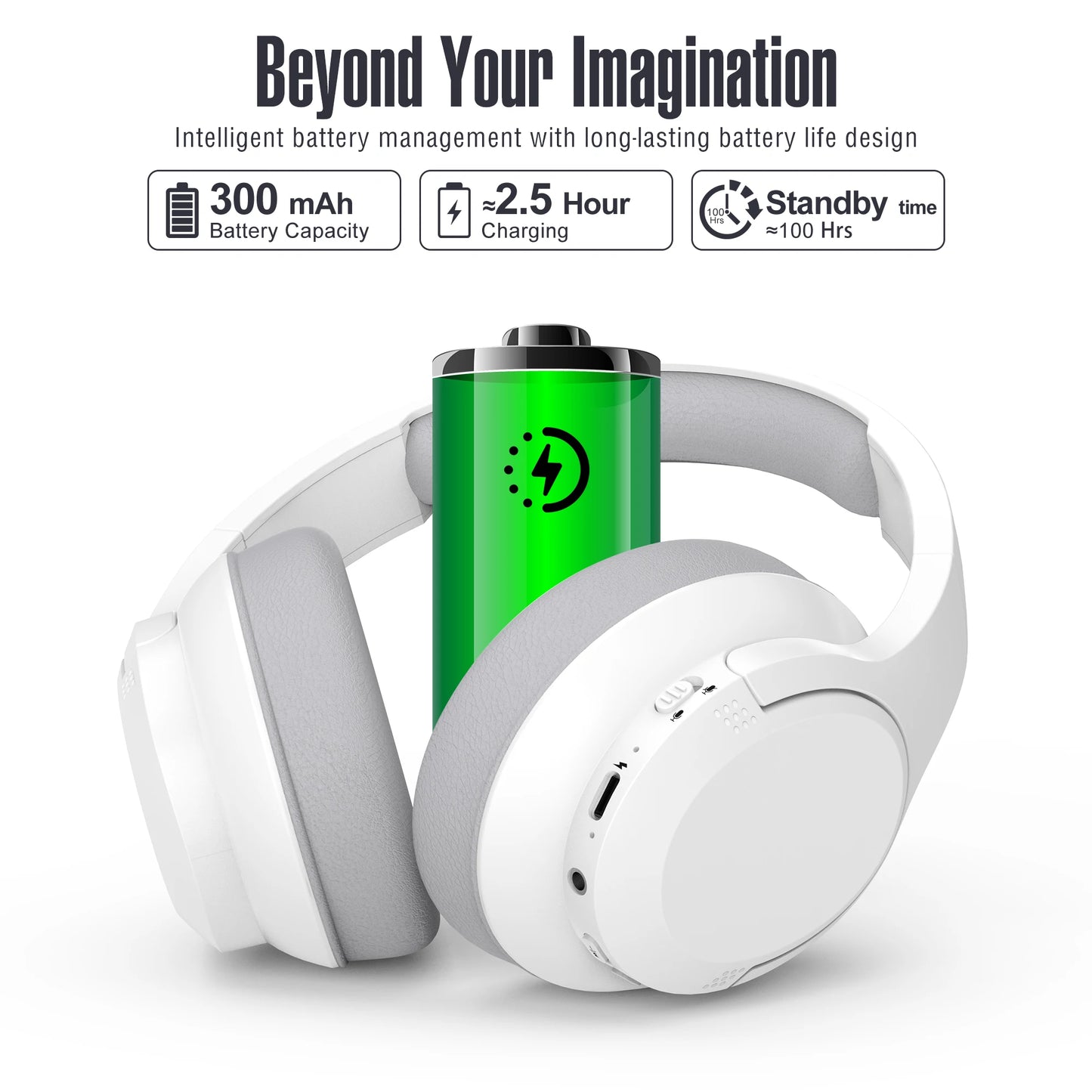 Bluetooth Wireless Over-Ear Headphones with 48H Playtime and with Microphone, HiFi Stereo Foldable Lightweight Headphones for de