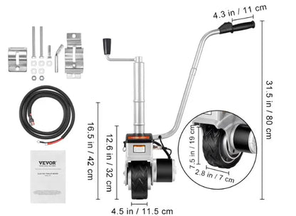VEVOR 350W12V Trailer Mover 5000lbs Electric Motorised Jockey Wheels Jack Dolly Boat Automatic Rubber Wheel Trailer Jockey Wheel