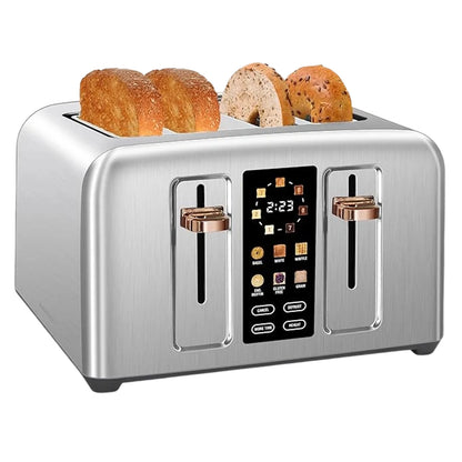 Toaster 4 Slice,Stainless,LCD Display & Touch Buttons,7 Shade Setting,1.4''Wide Slots,Basic & Peculiar Functions,1800w