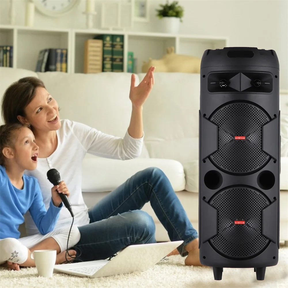 5000W Portable Bluetooth Speaker Subwoofer Heavy Bass Sound System Party with Microphone and Remote Dual 8"RGB Light