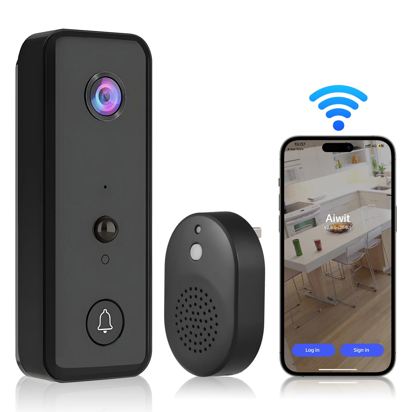 Video Doorbell Camera Wireless with Chime Ringer Battery Powered Smart AI PIR Human Detection IP65 Waterproof 2.4G WiFi 2-Way Au