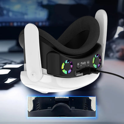 VR Cooling Fan Face Cover Facial Interface Radiator with RGB Light Cool Mask with Anti-Leakage Nose Pad for Meta Quest 3