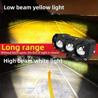 2pcs Motorcycle LED Spotlight Work Light Dual Color Hi/Low Beam Mini Driving Foglamp For Car Trucks SUV UTV Spotlight 12V 24V