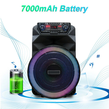 4500W Portable Bluetooth Party Speaker 18" Subwoofer Heavy Bass Sound System Dj Karaoke Led Light Loud  Rechargeable Speaker