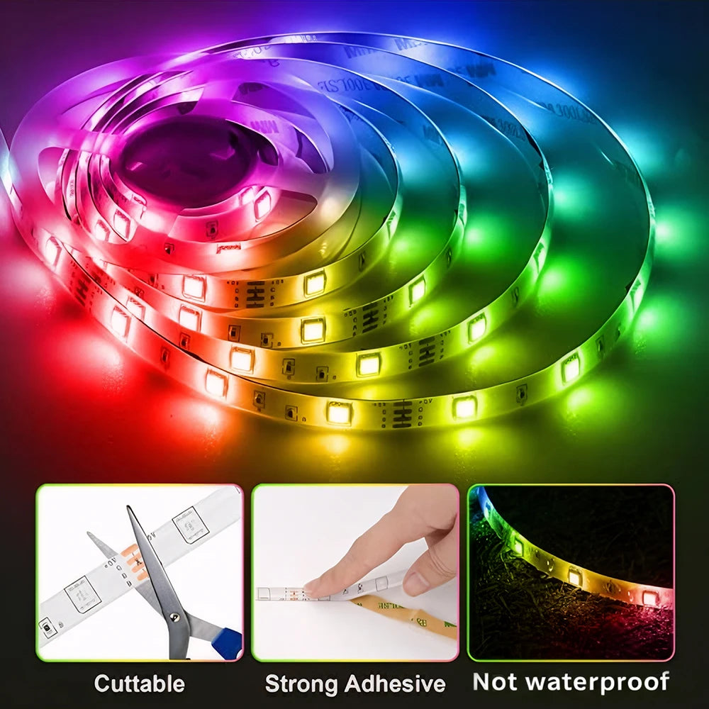 5050 RGB Light Strip WIFI App Control  DC US Power Supply LED Flexible Ribbon Diode Tape for TV Backlight Room