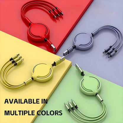 2 PCS 3 in 1 USB Cable Fast Charging Data Cord for Iphone Samsung Huawei Xiaomi Retractable Multi Port Multiple Charging Wire