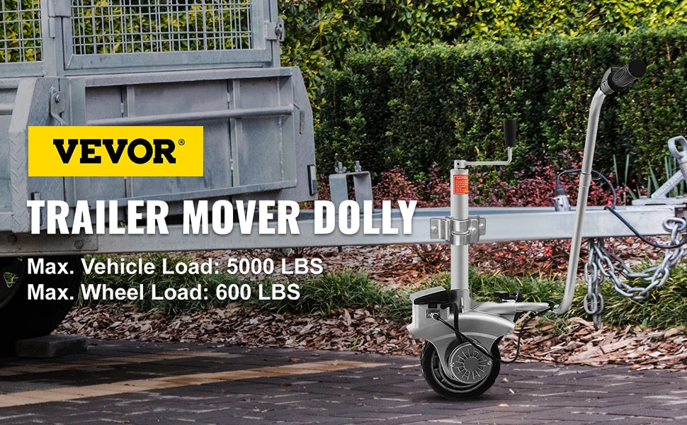 VEVOR 350W12V Trailer Mover 5000lbs Electric Motorised Jockey Wheels Jack Dolly Boat Automatic Rubber Wheel Trailer Jockey Wheel