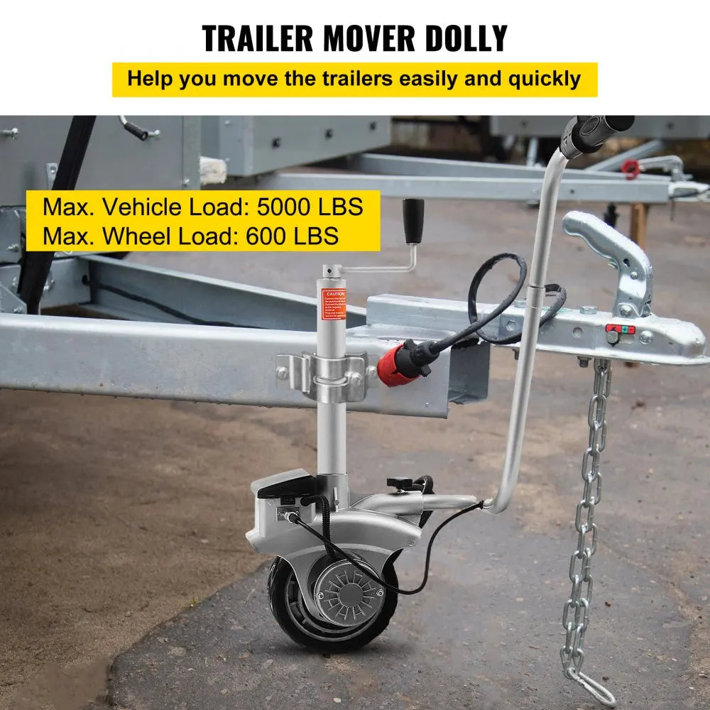 VEVOR 350W12V Trailer Mover 5000lbs Electric Motorised Jockey Wheels Jack Dolly Boat Automatic Rubber Wheel Trailer Jockey Wheel