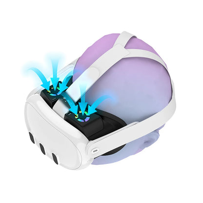 VR Cooling Fan For Meta Quest 3 Rechargeable VR Headset Air Circulation with Breathable Facial Interface Face Cover RGB Light