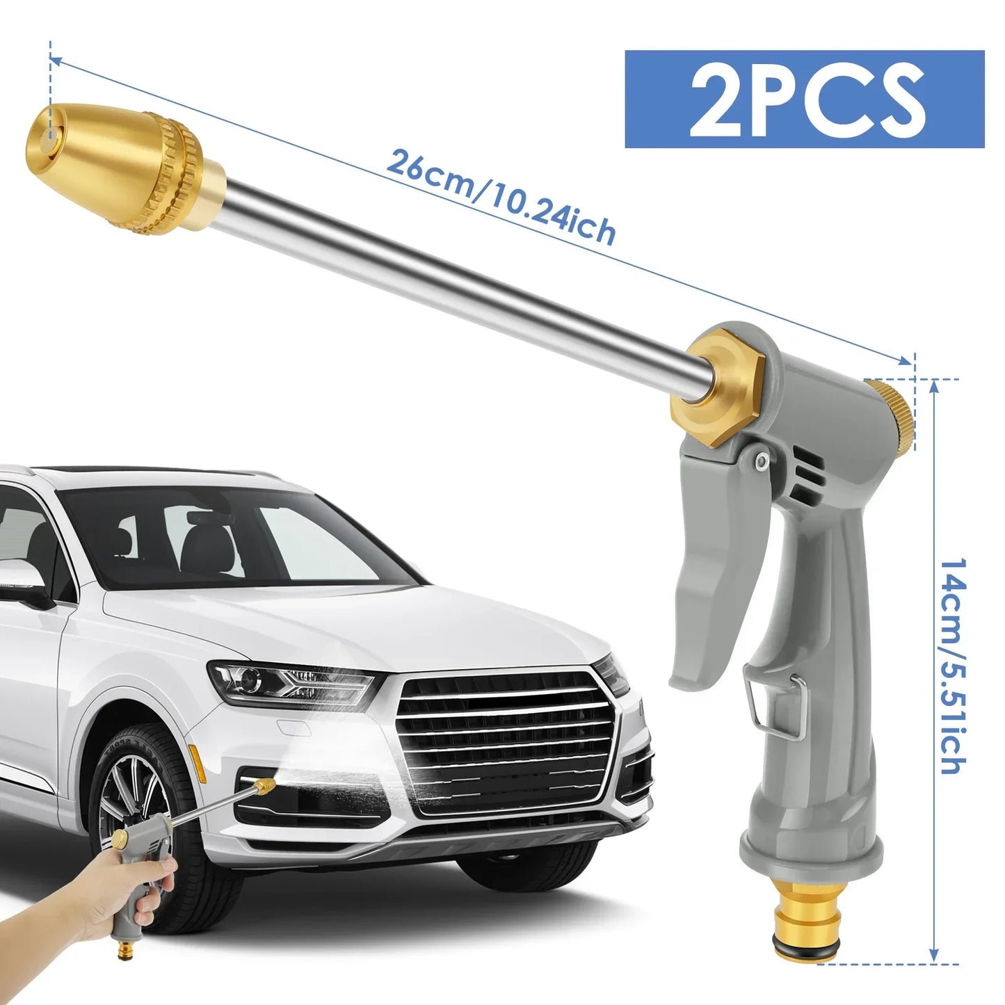 Garden Hose Nozzle High Pressure Water Hose Nozzle Sprayer Head For3/4Garden Hose Thread Rotatable Water Sprayer for Car Washing