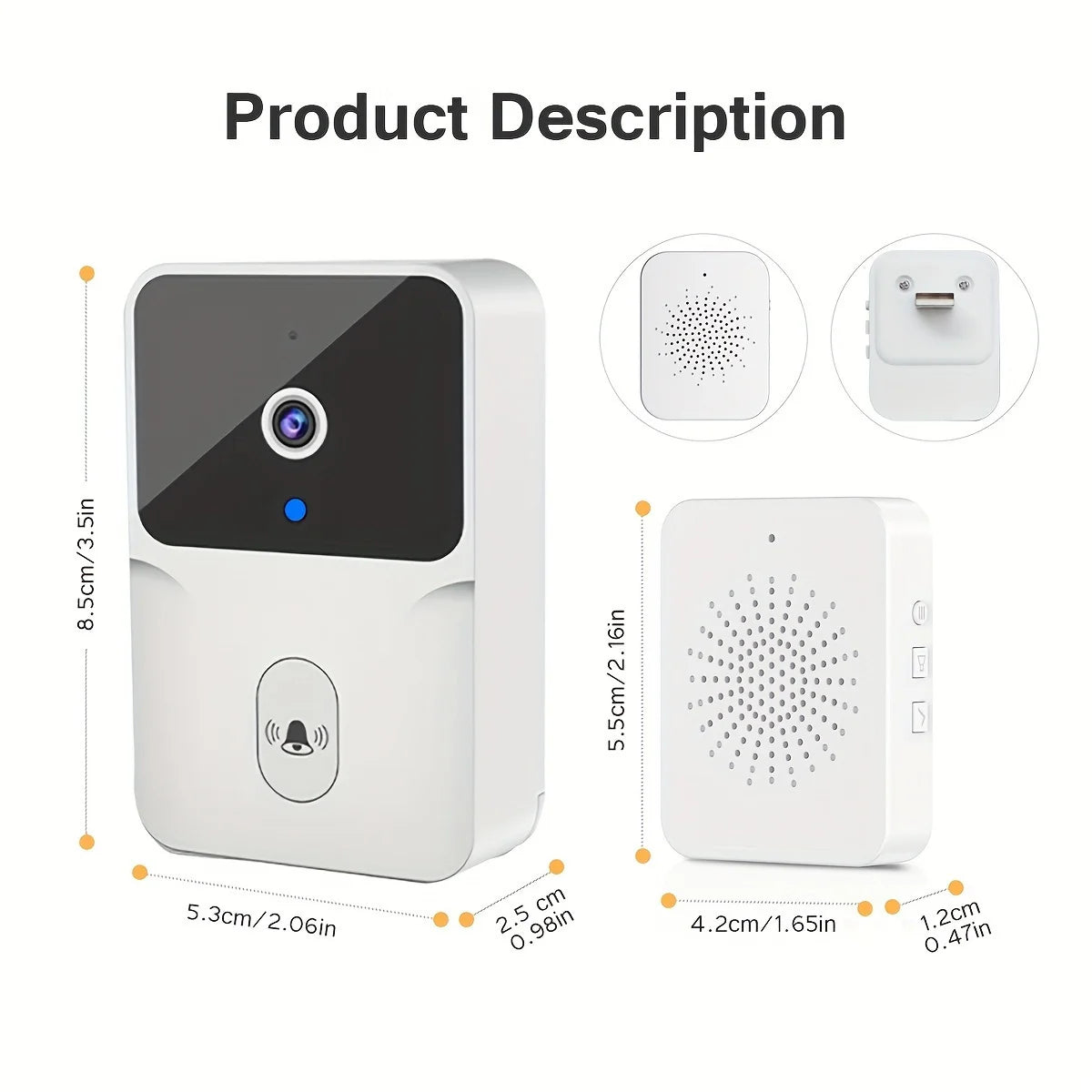 Tuya Smart Video Doorbell Camera HD Wireless doorbell for Home Security, Night Vision, Voice Change, 2-Way Audio, Waterproof