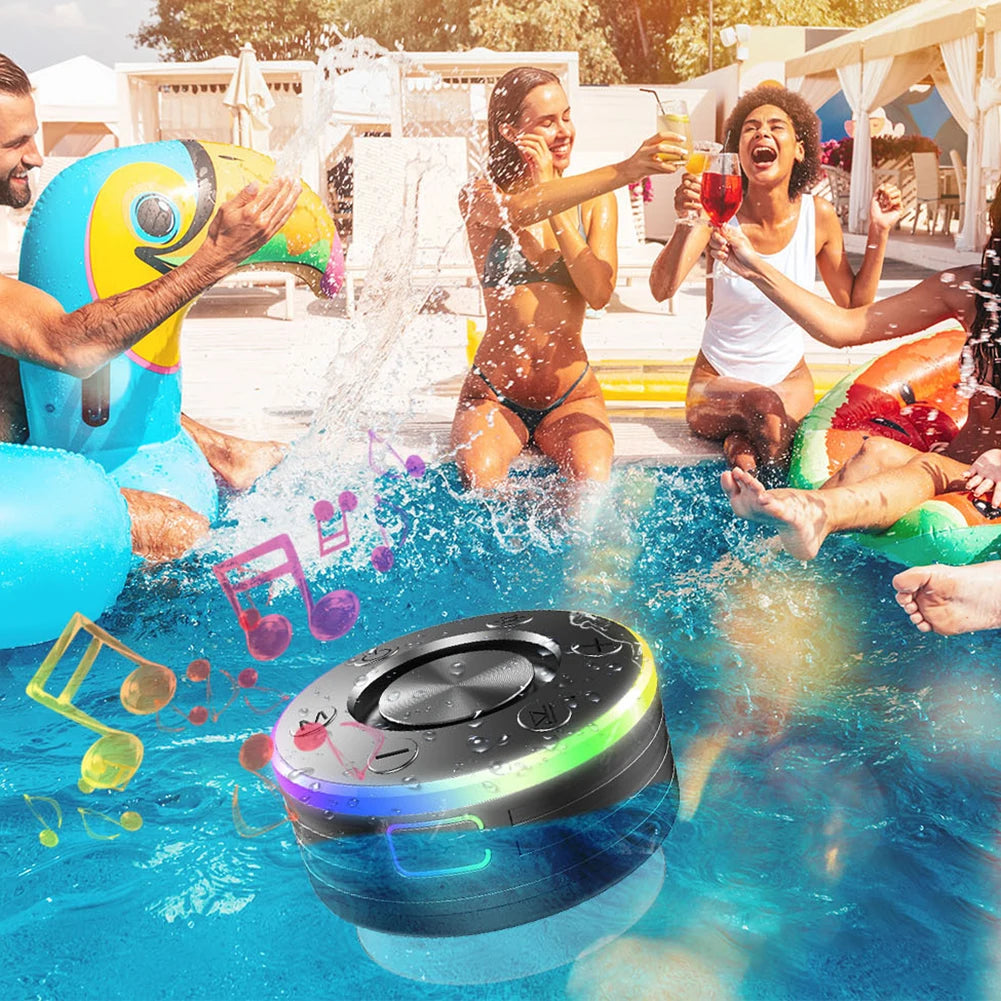 Waterproof Shower Speaker with Suction Cup/RGB Light Bluetooth-Compatible 5.2 Mini Speaker Hands-Free Call/FM Radio Built-in Mic