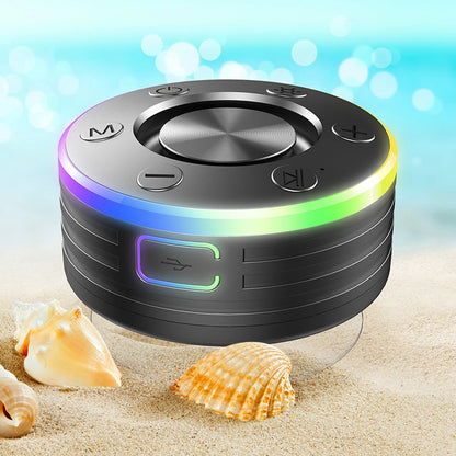 Waterproof Shower Speaker with Suction Cup/RGB Light Bluetooth-Compatible 5.2 Mini Speaker Hands-Free Call/FM Radio Built-in Mic