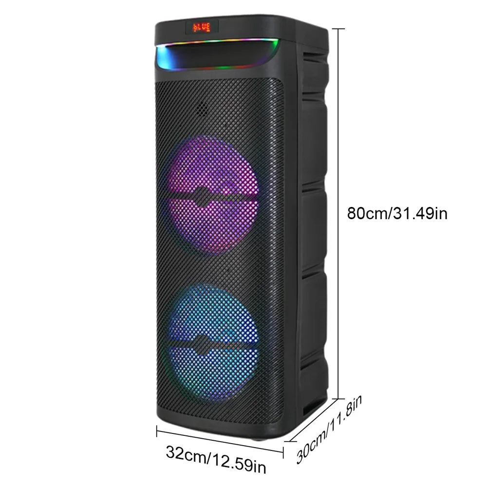 3000W Dual 10" Portable Bluetooth Party Speaker Subwoofer Heavy Bass Sound System DJ karaoke Speaker Led Light  with Microphone