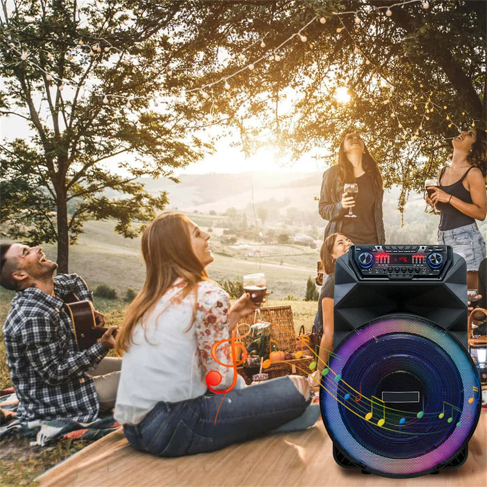 4500W Portable Bluetooth Party Speaker 18" Subwoofer Heavy Bass Sound System Dj Karaoke Led Light Loud  Rechargeable Speaker