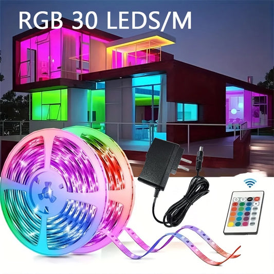 30LEDS/m  5050 RGB Light Strip Bluetooth App Control 12V DC US Power Supply LED Flexible Ribbon Diode Tape for TV Backlight Room