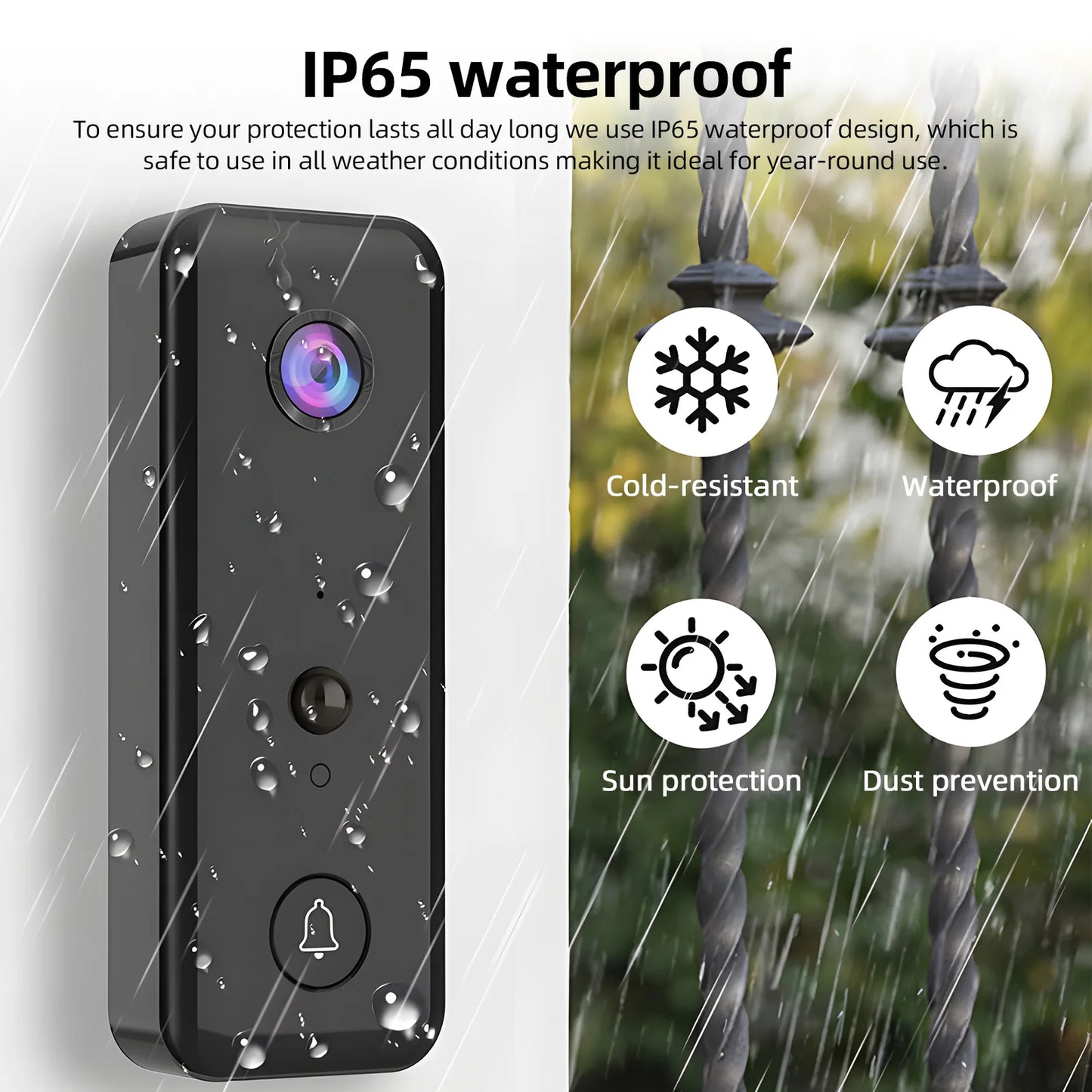 Video Doorbell Camera Wireless with Chime Ringer Battery Powered Smart AI PIR Human Detection IP65 Waterproof 2.4G WiFi 2-Way Au