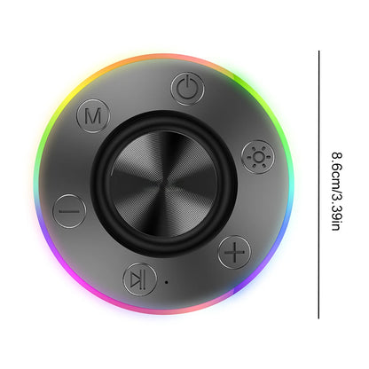 Waterproof Shower Speaker with Suction Cup/RGB Light Bluetooth-Compatible 5.2 Mini Speaker Hands-Free Call/FM Radio Built-in Mic