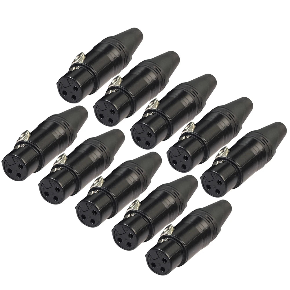 10pcs 3Pin XLR Audio Cable Connector MIC Male Plug Female Jack Professional Microphone Wire Connector Power Adapter