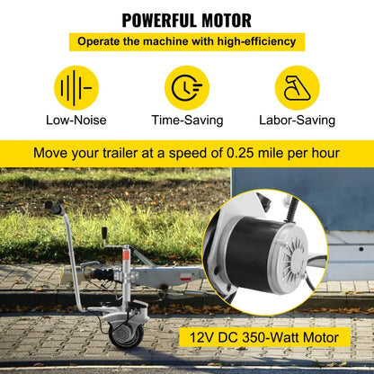 VEVOR 350W12V Trailer Mover 5000lbs Electric Motorised Jockey Wheels Jack Dolly Boat Automatic Rubber Wheel Trailer Jockey Wheel