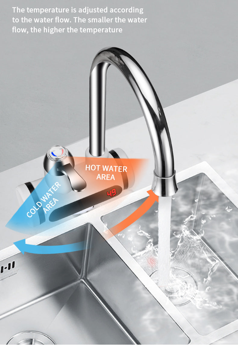 Kitchen Electric Water Tap  Water Heater Temperature Display Cold Heating Faucet Hot Water Faucet Heater